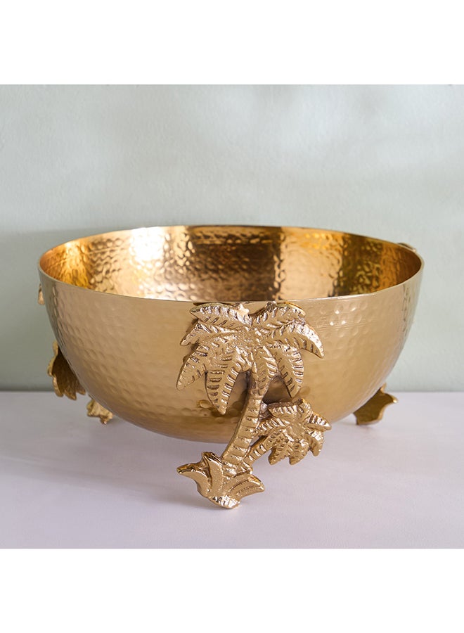 Home Box Gold Decorative Bowl with Palm Design - Image 1